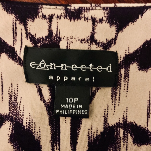 Black/White Pattern Short-Sleeved Dress, 10 Petite - Picture 5 of 5